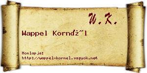 Wappel Kornél névjegykártya